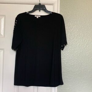 89th & Madison Black Ladies Short Sleeved Top Sz Large